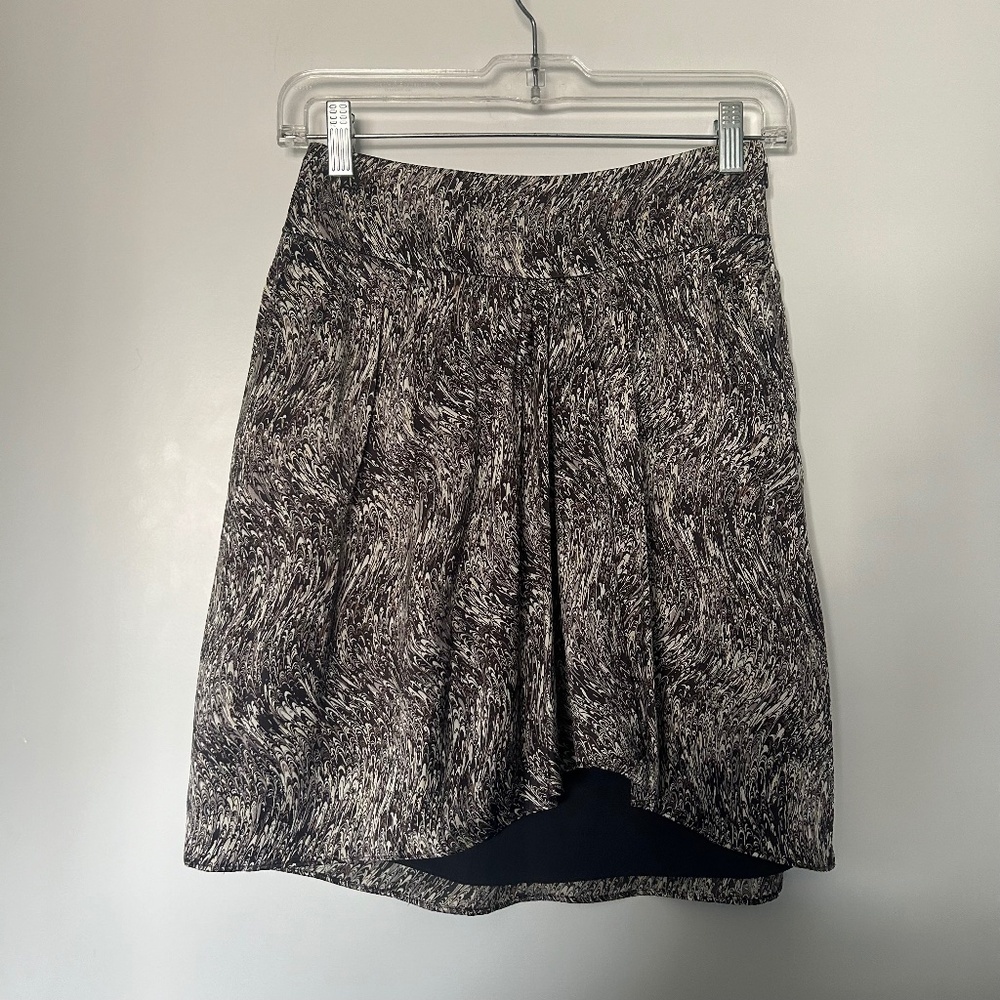 Club Monaco Silk Abstract Print Mini Skirt
